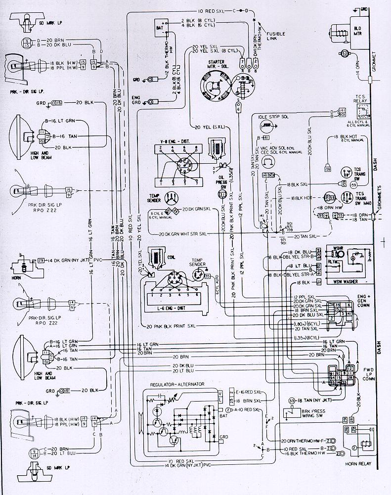 1973 Camaro Engine  U0026 Forward Light Wiring Schematic